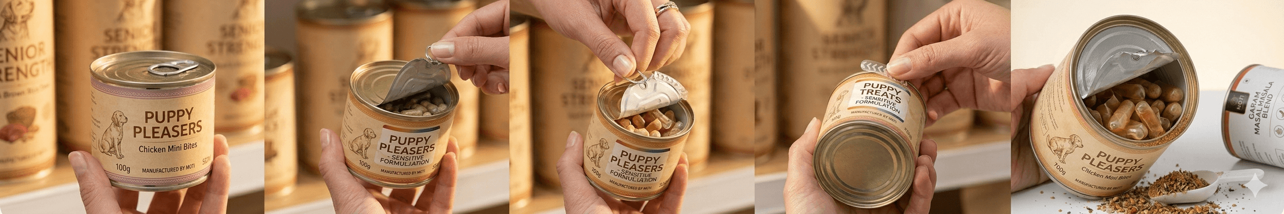 EOE membrane being peeled on pet food can