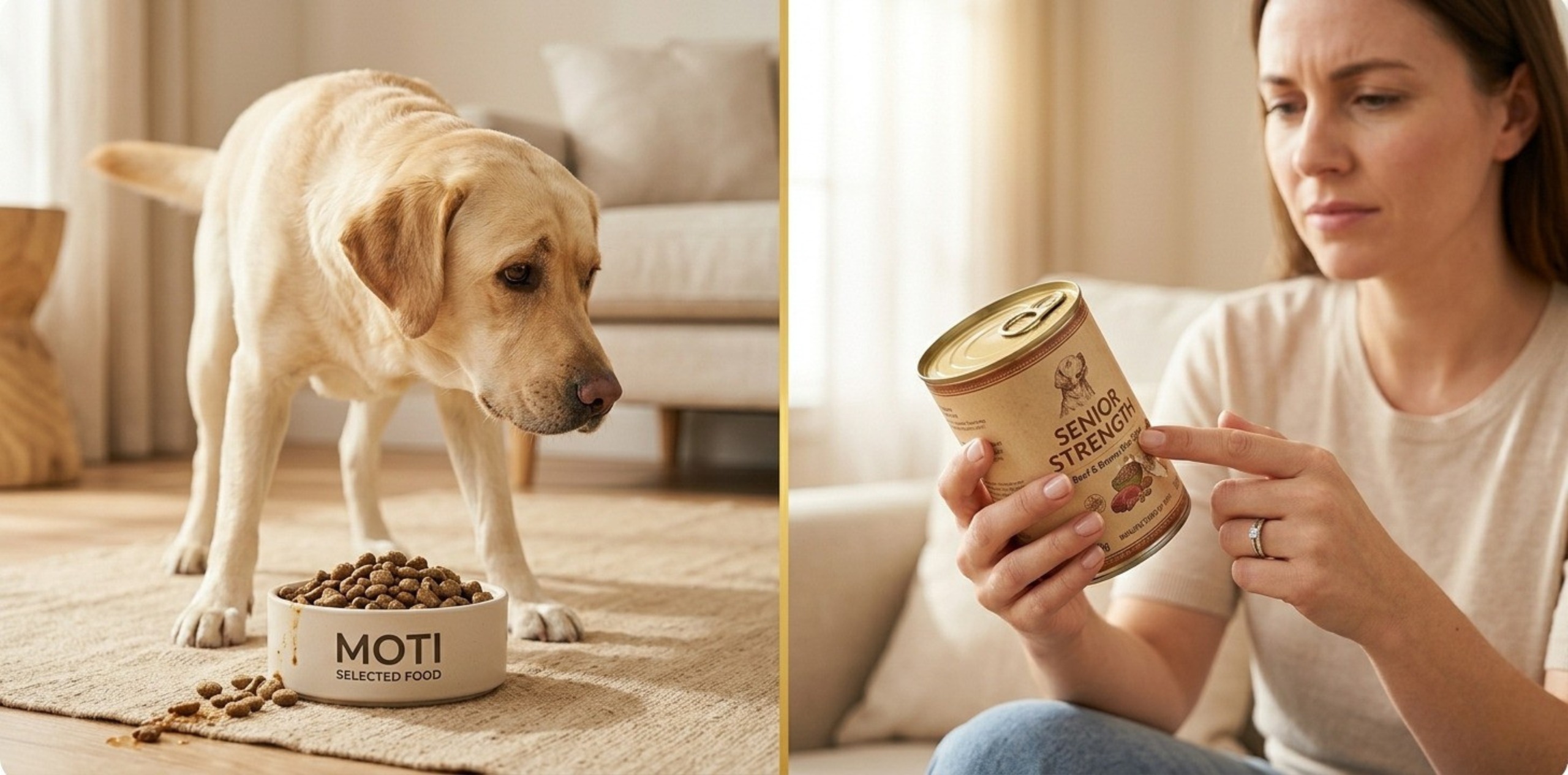Dog turning away from treat / sceptical pet owner